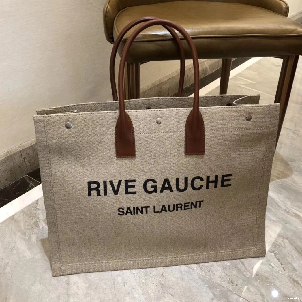 AND GAUCHE LEATHER IN TOTE LINEN YSL PRINTED RIVE BAG 0711